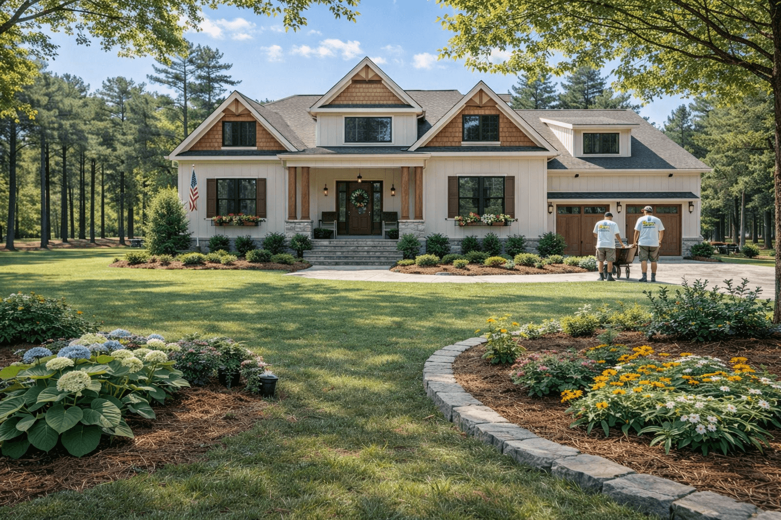 Beautiful home with landscaped lawn maintained by Summit Exterior Services